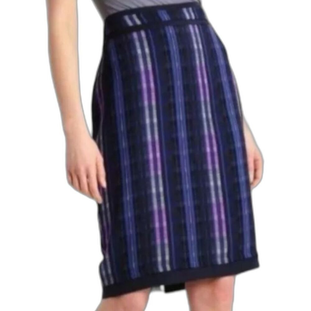 BANANA REPUBLIC Navy Purple Plaid Skirt Preppy Academia Career SZ 8